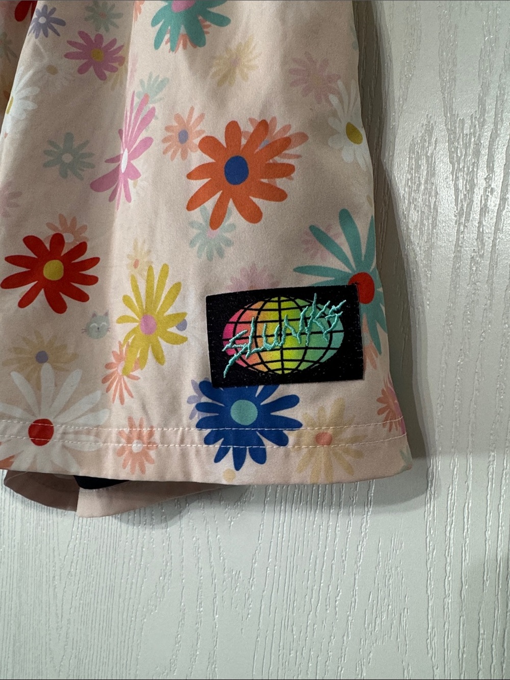 Men's Pink Floral Athletic Shorts with Red Waistband - Picture 2 of 5